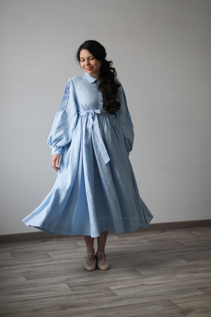 Robe oversize Beth à manches longues | Robe en lin