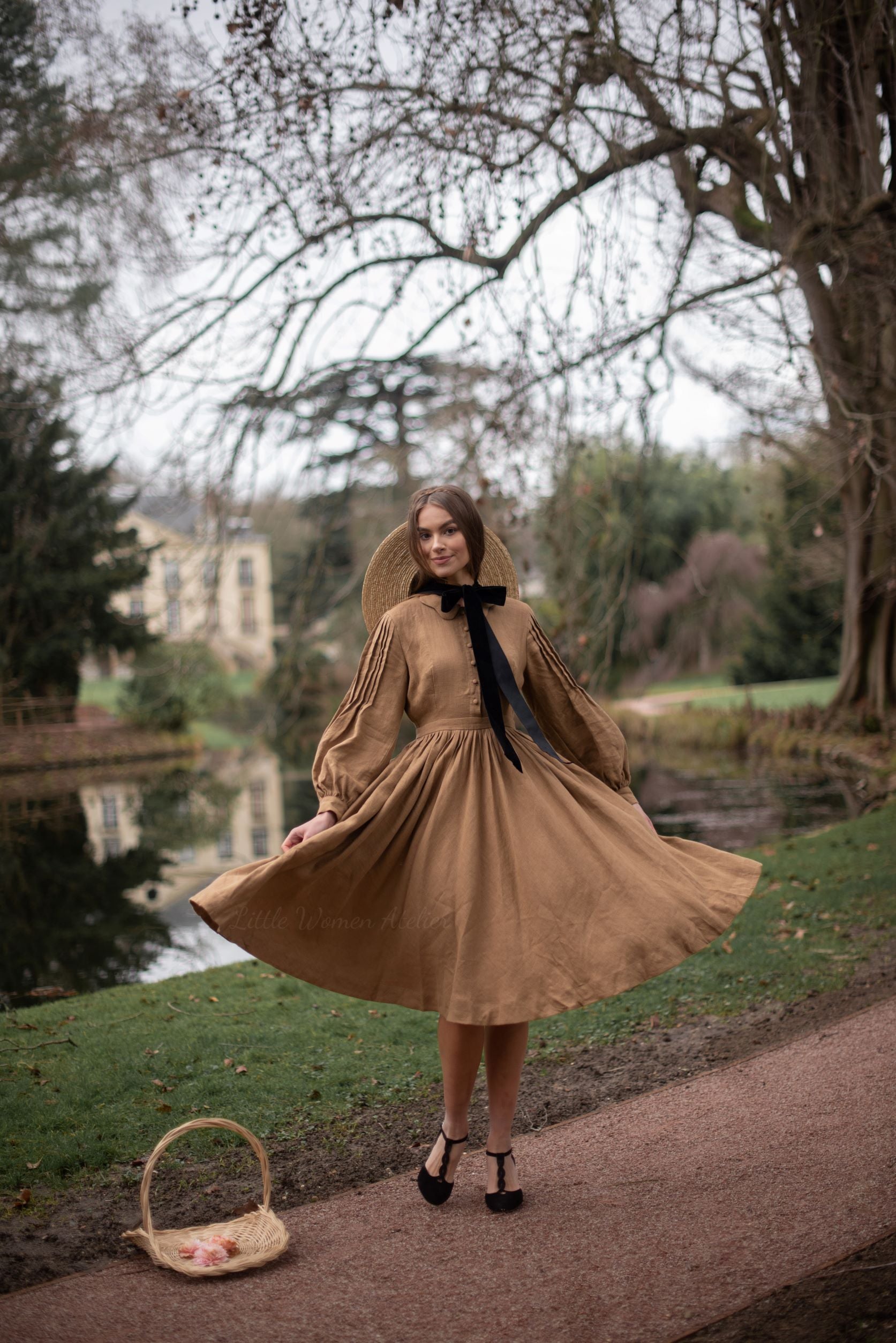 Beth linen Dress with long sleeves
