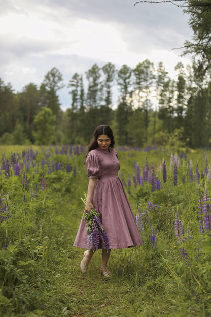 Robe Beth à manches courtes | Robe en lin