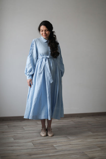 Robe oversize Beth à manches longues | Robe en lin