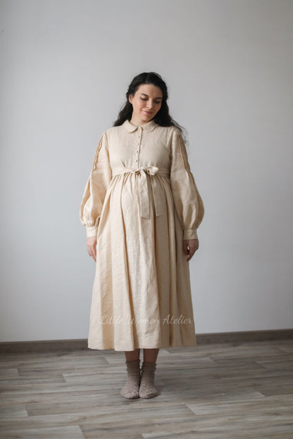 Robe oversize Beth à manches longues | Robe en lin