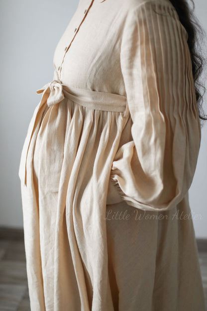 Robe oversize Beth à manches longues | Robe en lin