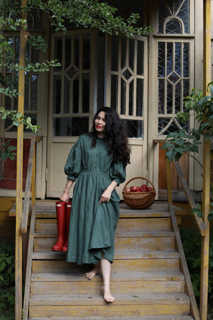 Robe Meg à manches 3/4 | Robe en lin