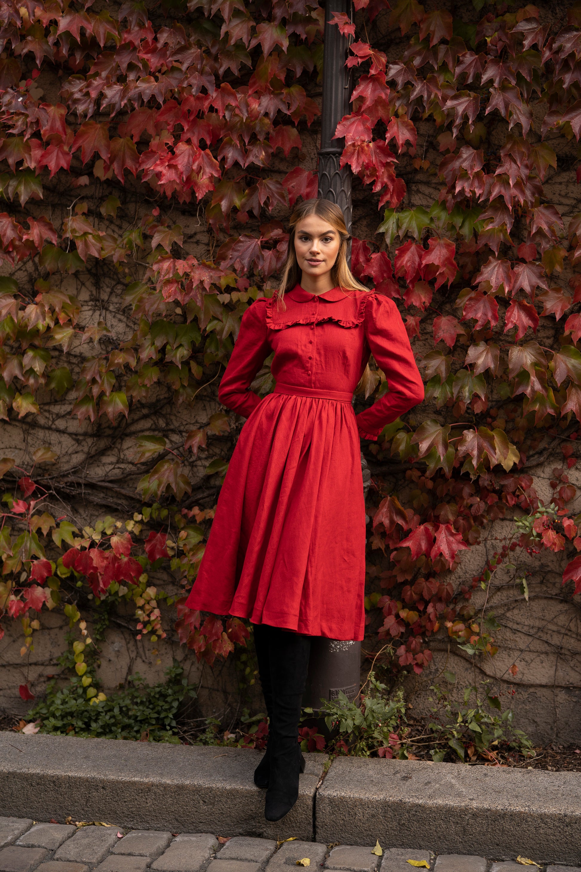 Amy linen Dress with long sleeves LittleWomenAtelier Amy linen Dress with long sleeves LittleWomenAtelier