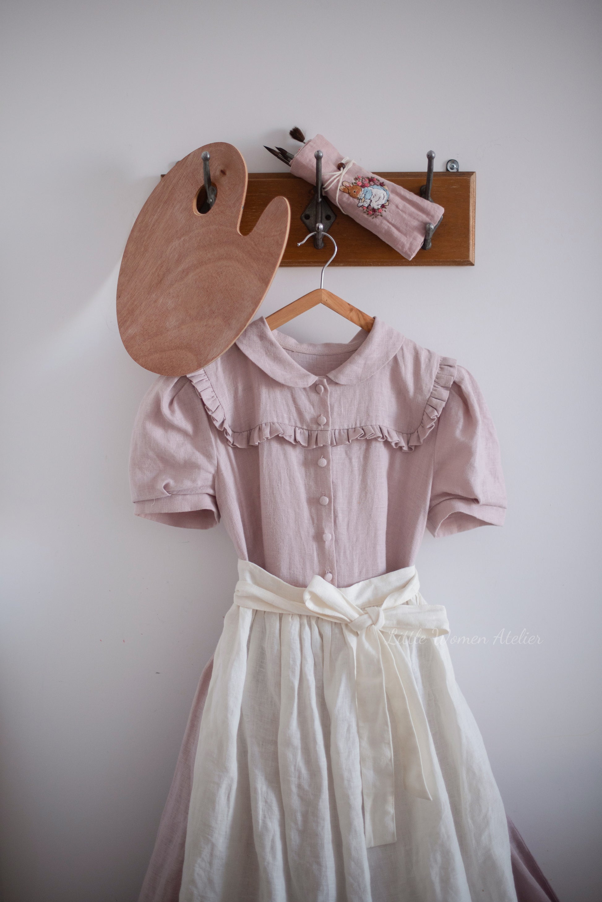 pink short sleeve linen dress Short Sleeve Linen Wrap Dress, 3XL / Moroccan Red