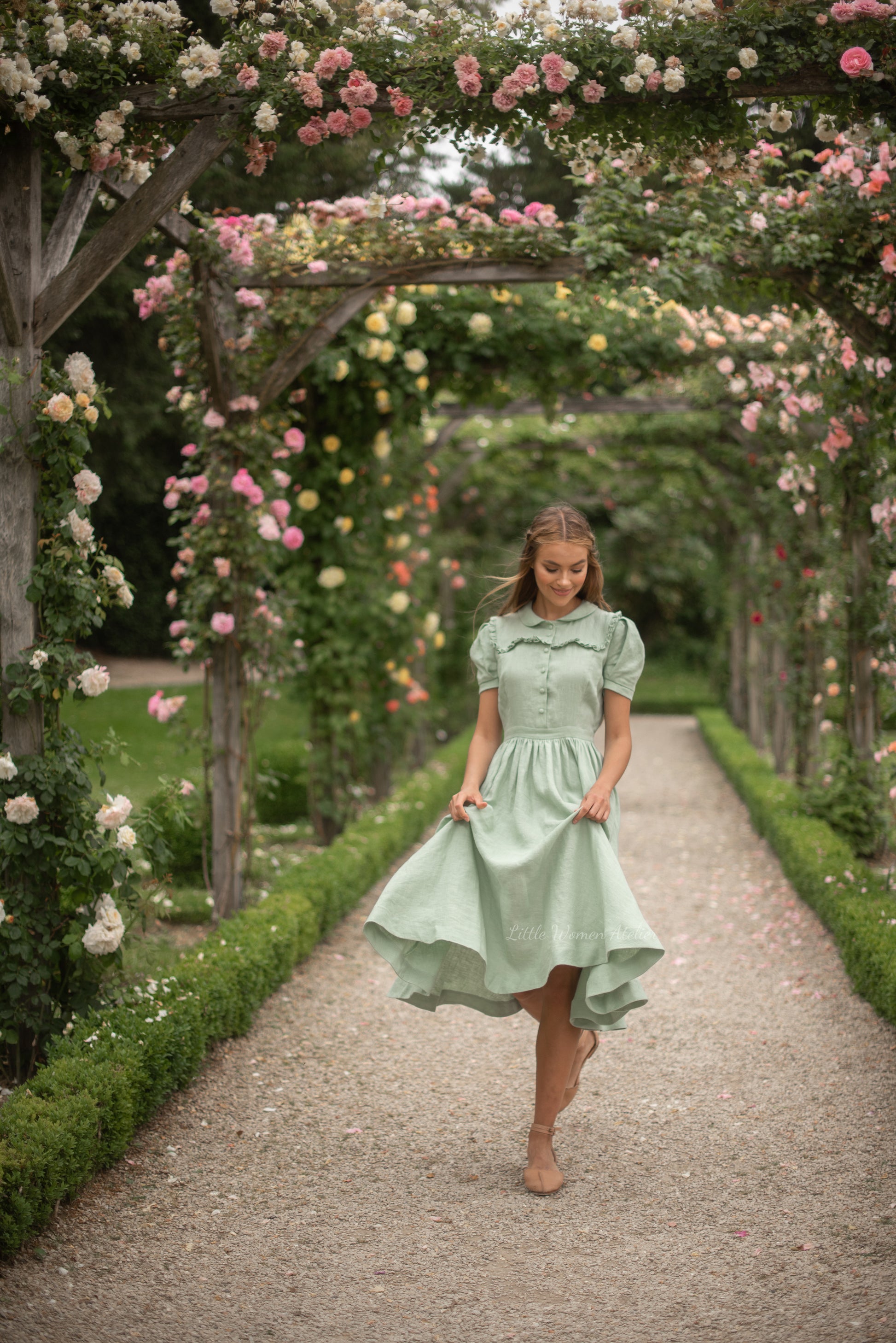 Amy linen Dress with short sleeves – LittleWomenAtelier Amy linen Dress with short sleeves – LittleWomenAtelier