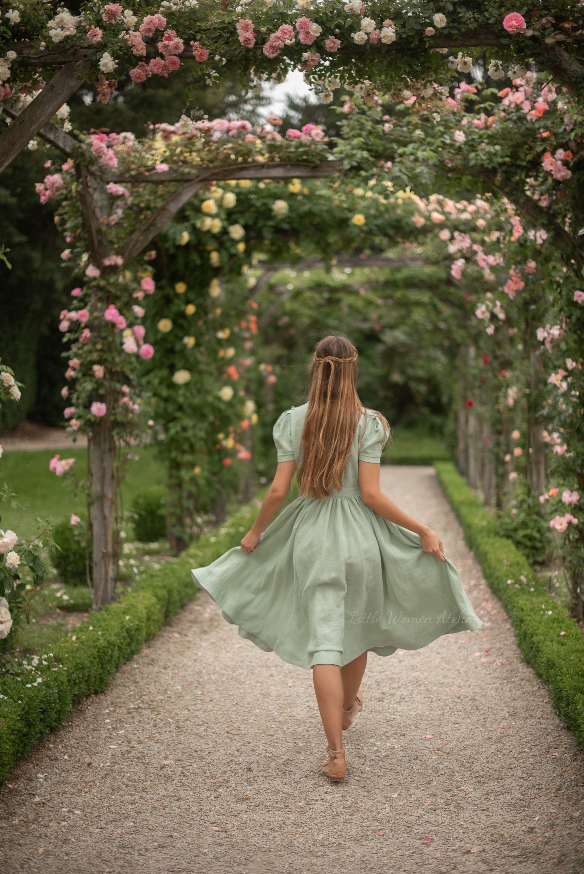 Amy linen Dress with short sleeves LittleWomenAtelier Amy linen Dress with short sleeves LittleWomenAtelier