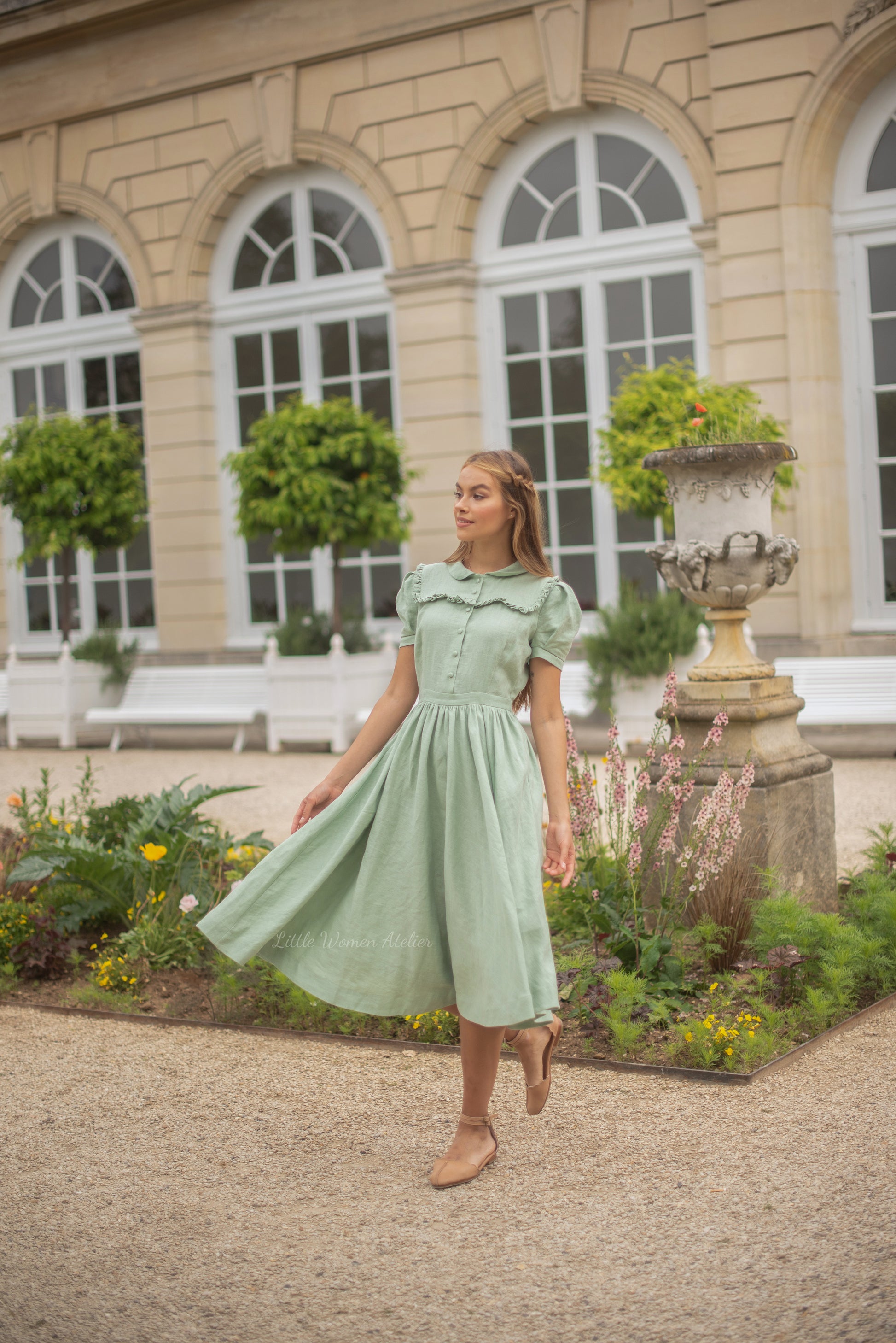 Amy linen Dress with short sleeves LittleWomenAtelier Amy linen Dress with short sleeves LittleWomenAtelier